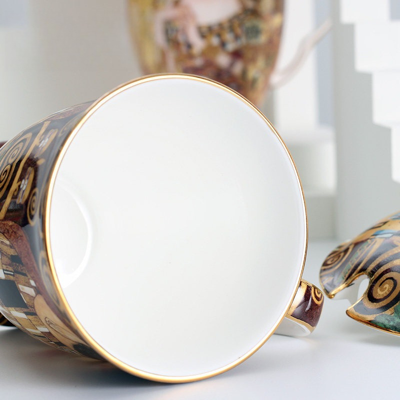 European Ceramic Mug with Lid  - Coffee Tea Spoon recension och pris