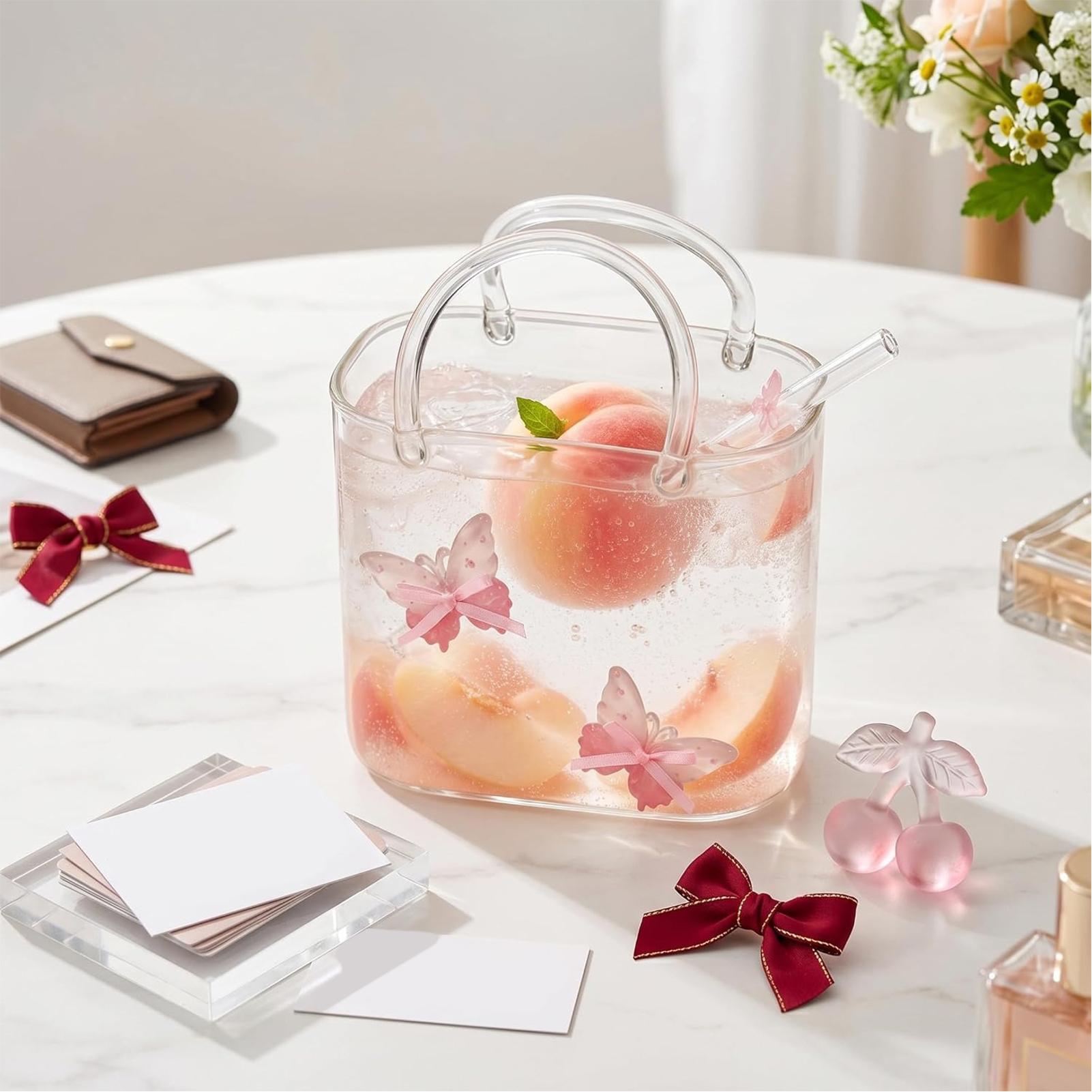 Purse Drinking Glass With Stra - Coffee Tea Flower recension och pris